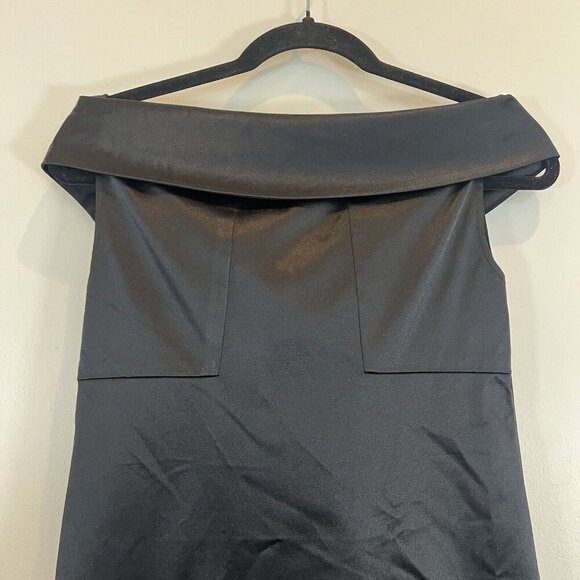 Diane von Furstenberg Black Satin Off Shoulder Cocktail Dress 2 - Picture 9 of 10